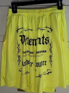 Authentic Vetements Hardcore Couture Neon Yellow Shorts XS
